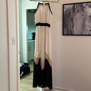 Black Tan Cream Long Flowy Maxi Dress